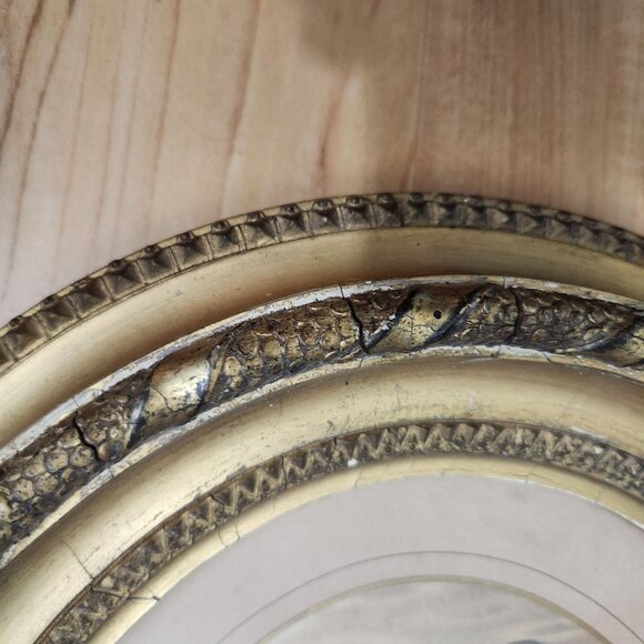 Antique oval picture and frame with information about family on back. - Picture 3 of 8